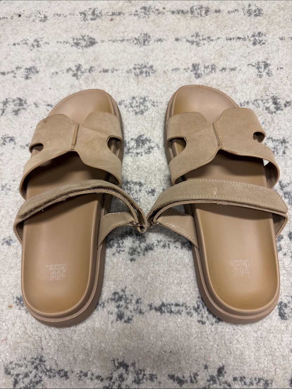 wild fable Suede Double-Strap Slide Sandals in Taupe / Nude